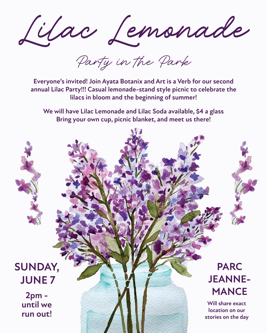 Lilac Lemonade Party in the Park (MONTREAL)