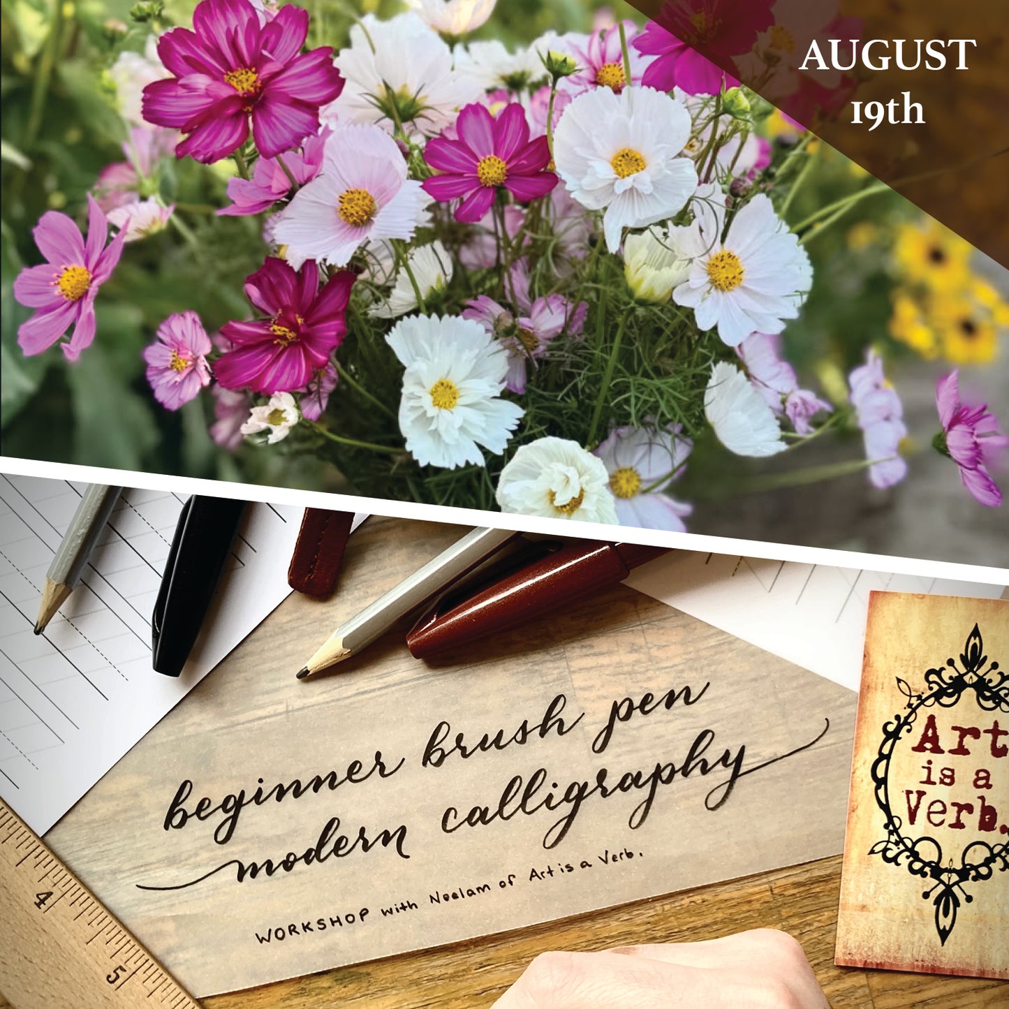 Bouquet-Making + Beginner Brush Pen Modern Calligraphy Collaboration Workshop - August 19th  - Fern's Flowers Garden (EDMONTON, AB)