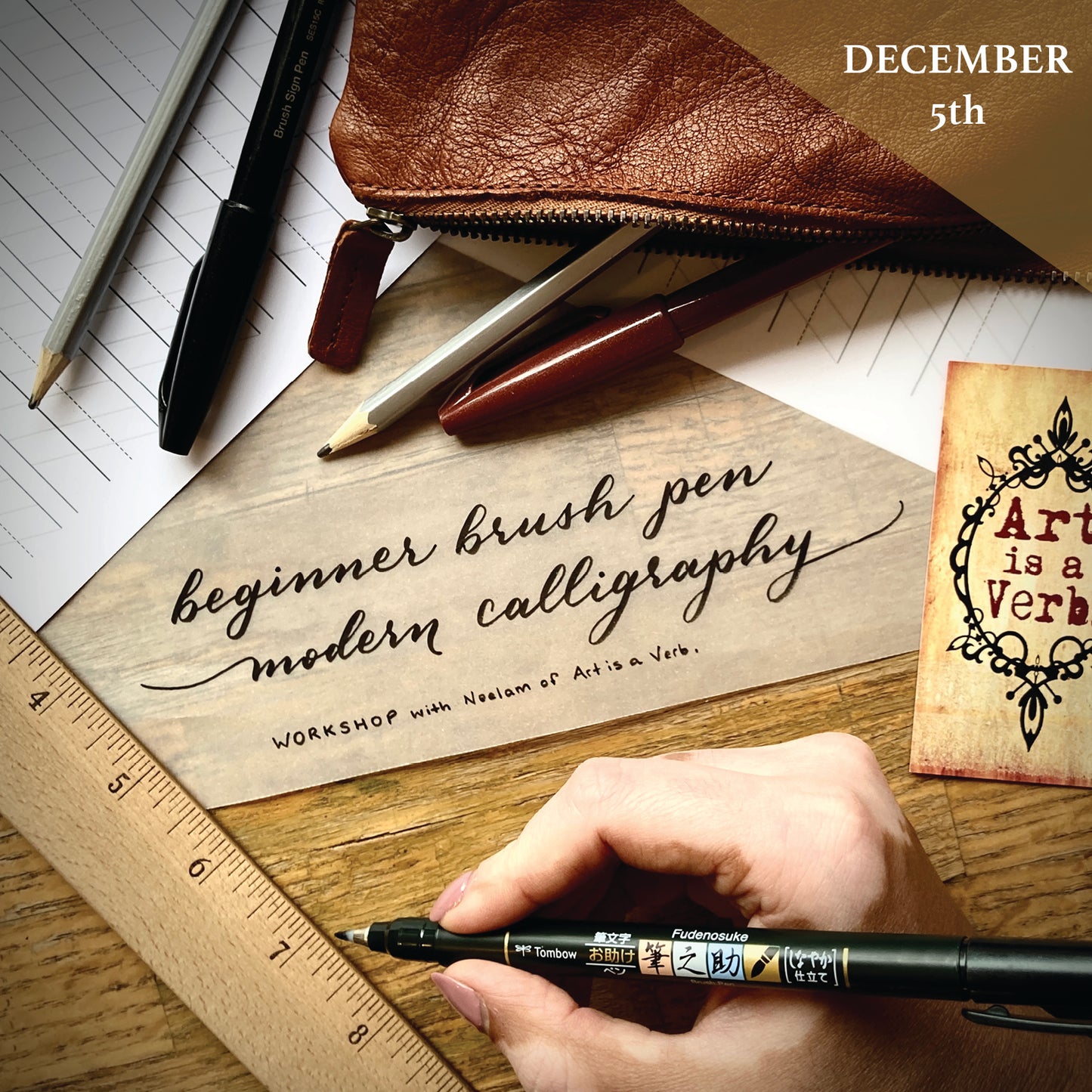 Beginner Brush Pen Modern Calligraphy Workshop - December 5th - Nueva Era (MONTRÉAL)